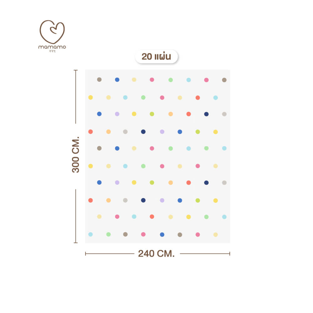 แผ่นรองคลาน จิ๊กซอว์ MAMAMO ลาย RAINBOW DOT เซต 20 แผ่น เกรดพรีเมี่ยม หนา 1.4 CM. พร้อมขอบปิด พร้อมส่ง