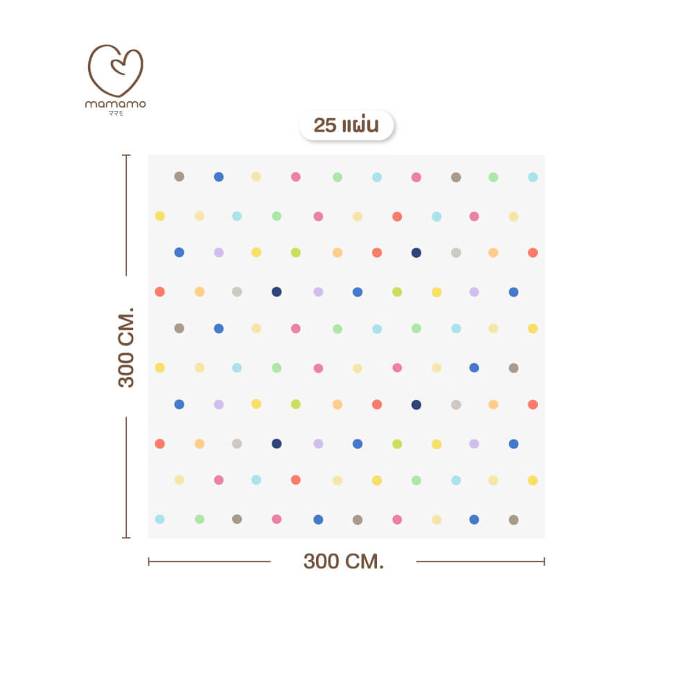 แผ่นรองคลาน จิ๊กซอว์ MAMAMO ลาย RAINBOW DOT เซต 25 แผ่น เกรดพรีเมี่ยม หนา 1.4 CM. พร้อมขอบปิด พร้อมส่ง