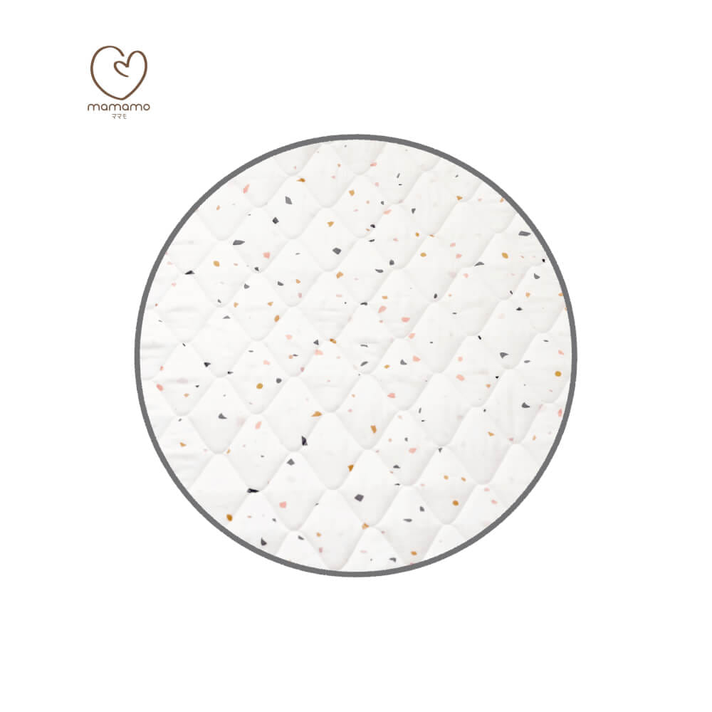 ผ้าปูรองคลาน MAMAMO ลาย PASTEL TERRAZZO รูปทรงวงกลม เนื้อผ้านุ่มนิ่ม มีปุ่มกันลื่น พร้อมส่ง