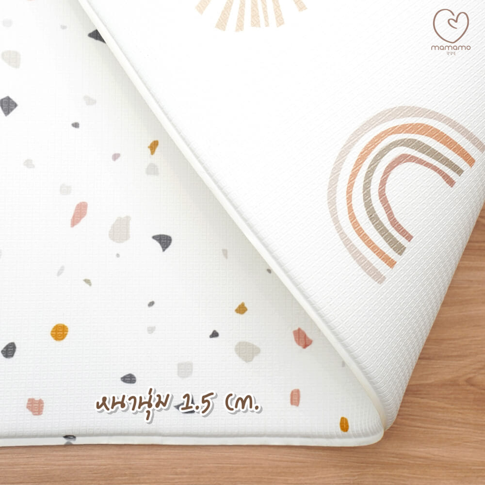 แผ่นรองคลาน PU ม้วน MAMAMO ความหนาพรีเมี่ยม 1.5 CM. ขนาด 140X200 CM. ลาย PASTEL TERRAZZO มีลาย 2 ด้าน พร้อมส่ง_2