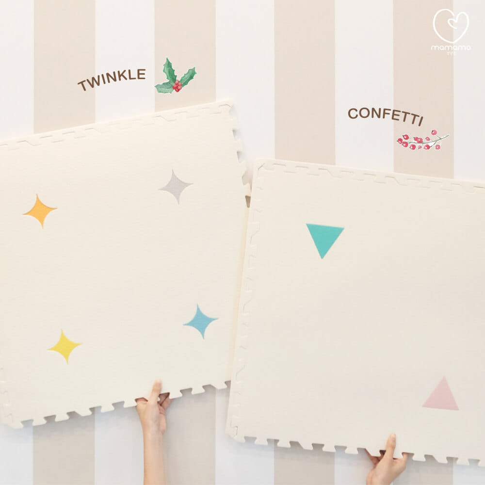 แผ่นรองคลาน จิ๊กซอว์ MAMAMO ชุด CHRISTMAS COLLECTION ลาย CONFETTI เซต 4 แผ่น เกรดพรีเมี่ยม หนา 1.4 CM. พร้อมขอบปิด พร้อมส่ง_3