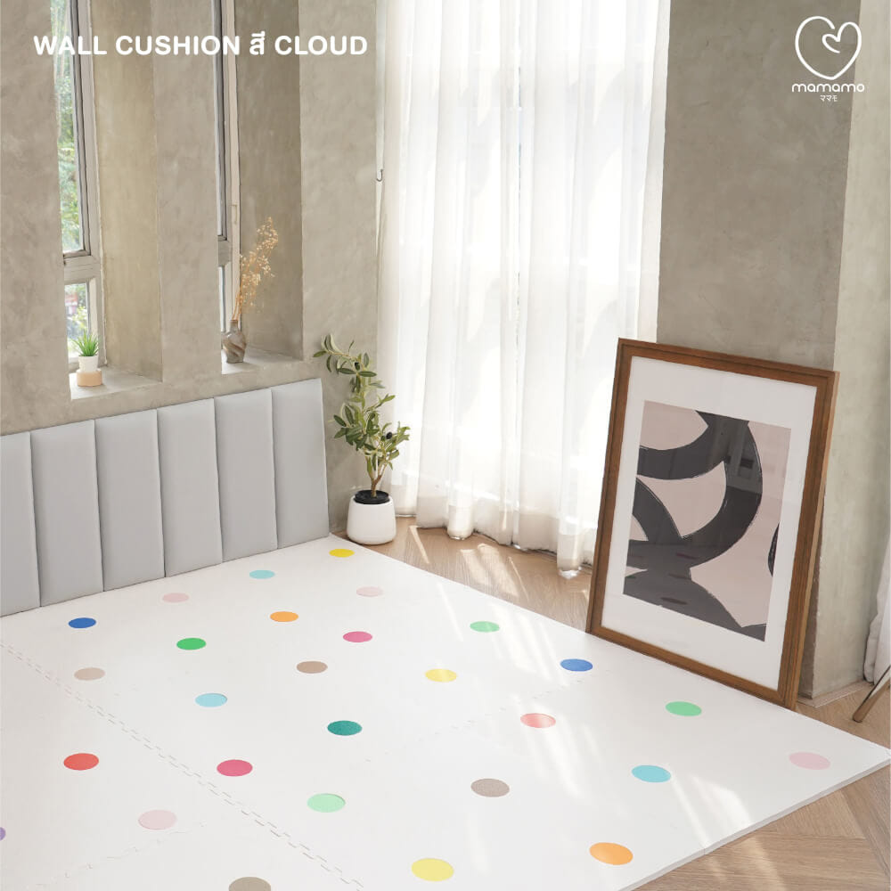 แผ่นกันกระแทกผนัง MAMAMO เซต 9 แผ่น สี ALMOND WALL CUSHION เกรดพรีเมี่ยม หนา 3 CM. รองรับแรงกระแทก ปลอดภัยต่อลูกน้อย พร้อมส่ง_6