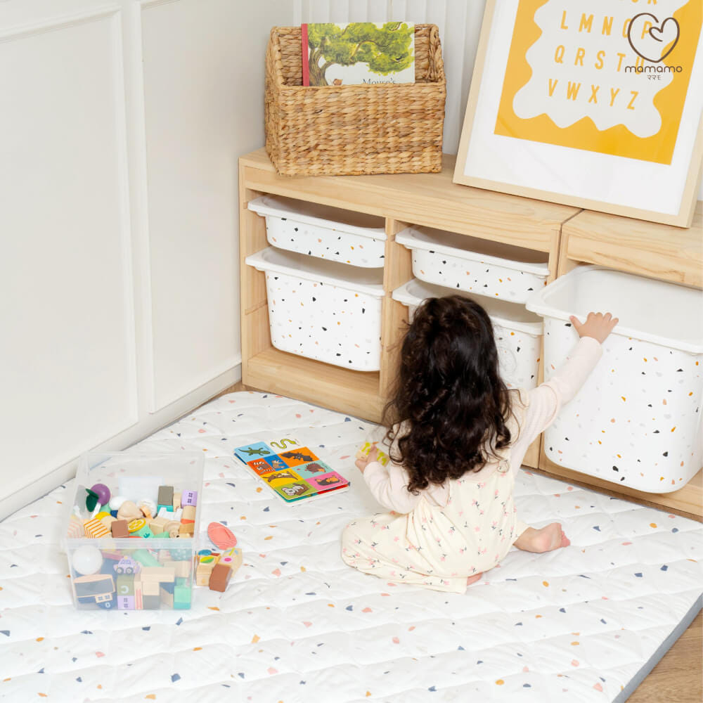 ลิ้นชักเก็บของเล่น MAMAMO แบบ 4 ลิ้นชัก ลาย WHITE TERRAZZO ชั้นเก็บของเล่น กล่องลิ้นชักเก็บของเล่น เฟอร์นิเจอร์สำหรับเด็ก ดีไซน์โค้งมน ปลอดภัยต่อลูกน้อย_6