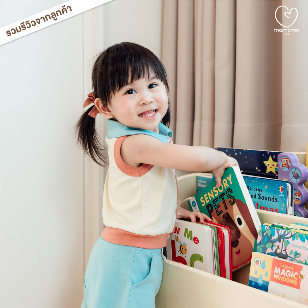 ชั้นวางหนังสือเด็ก MAMAMO ชั้นวางหนังสือ เฟอร์นิเจอร์สำหรับเด็ก วัสดุไม้เบิร์ช ดีไซน์โค้งมน ปลอดภัยต่อลูกน้อย_8