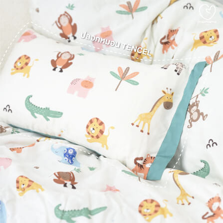 ปลอกหมอน MAMAMO ลาย HAPPY ANIMALS ผ้า TENCEL ขนาด 30X50 CM. พร้อมส่ง_3