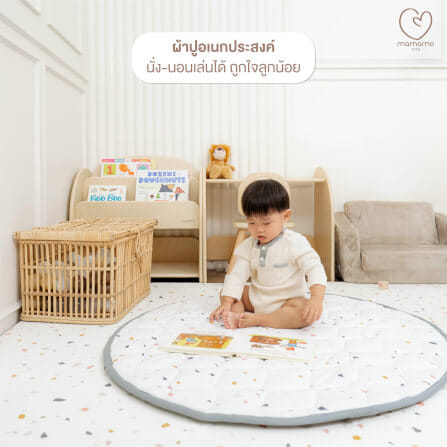 ผ้าปูรองคลาน MAMAMO ลาย PASTEL TERRAZZO รูปทรงวงกลม เนื้อผ้านุ่มนิ่ม มีปุ่มกันลื่น พร้อมส่ง_3