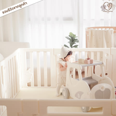 เซตคอกกั้นลายหมี พร้อมเบาะรองคลาน PU ขนาด 5 ฟุต MAMAMO แถมฟรี ของเล่นหลายรายการ พร้อมส่ง_8
