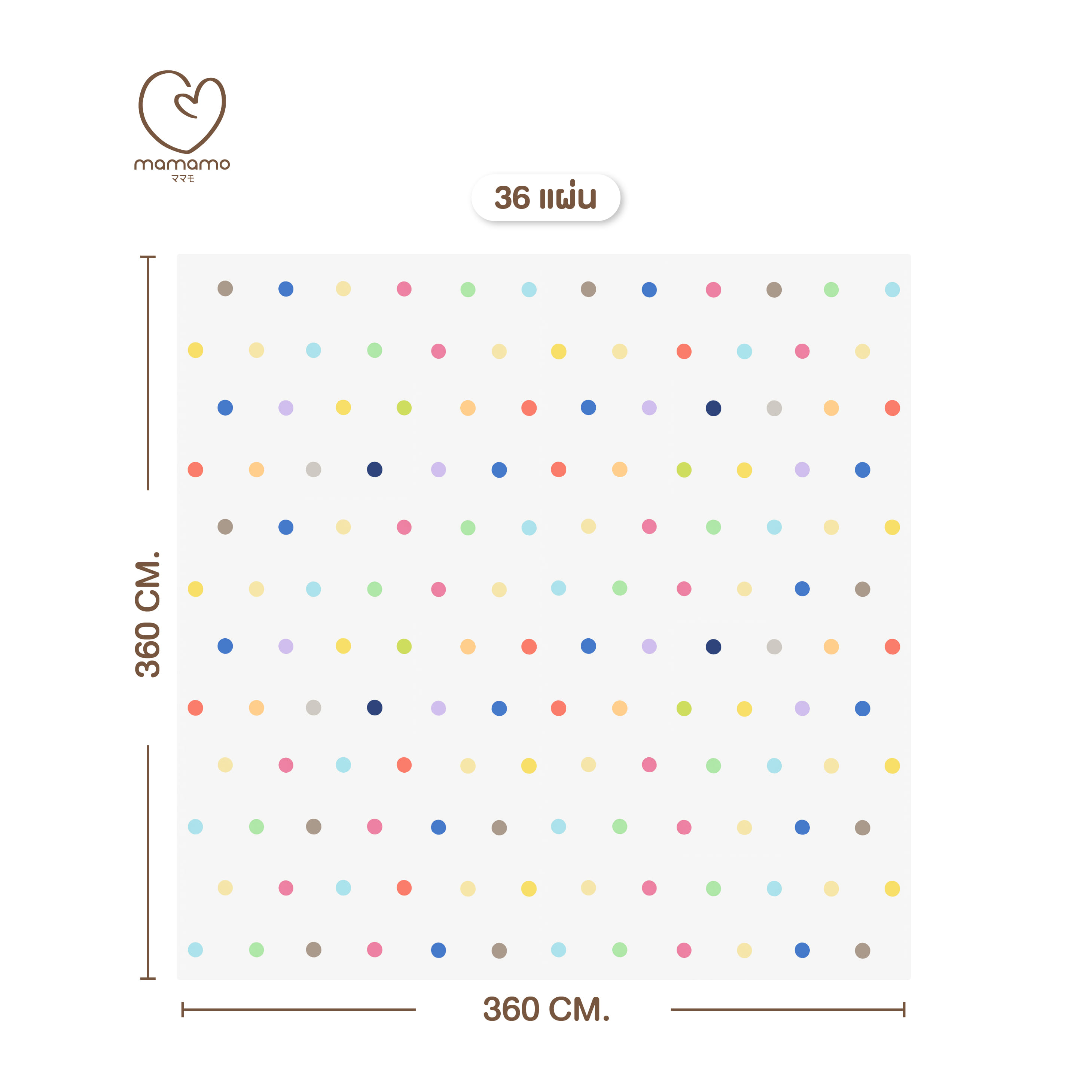แผ่นรองคลาน จิ๊กซอว์ MAMAMO ลาย RAINBOW DOT เซต 36 แผ่น หนา 1.4 CM._0