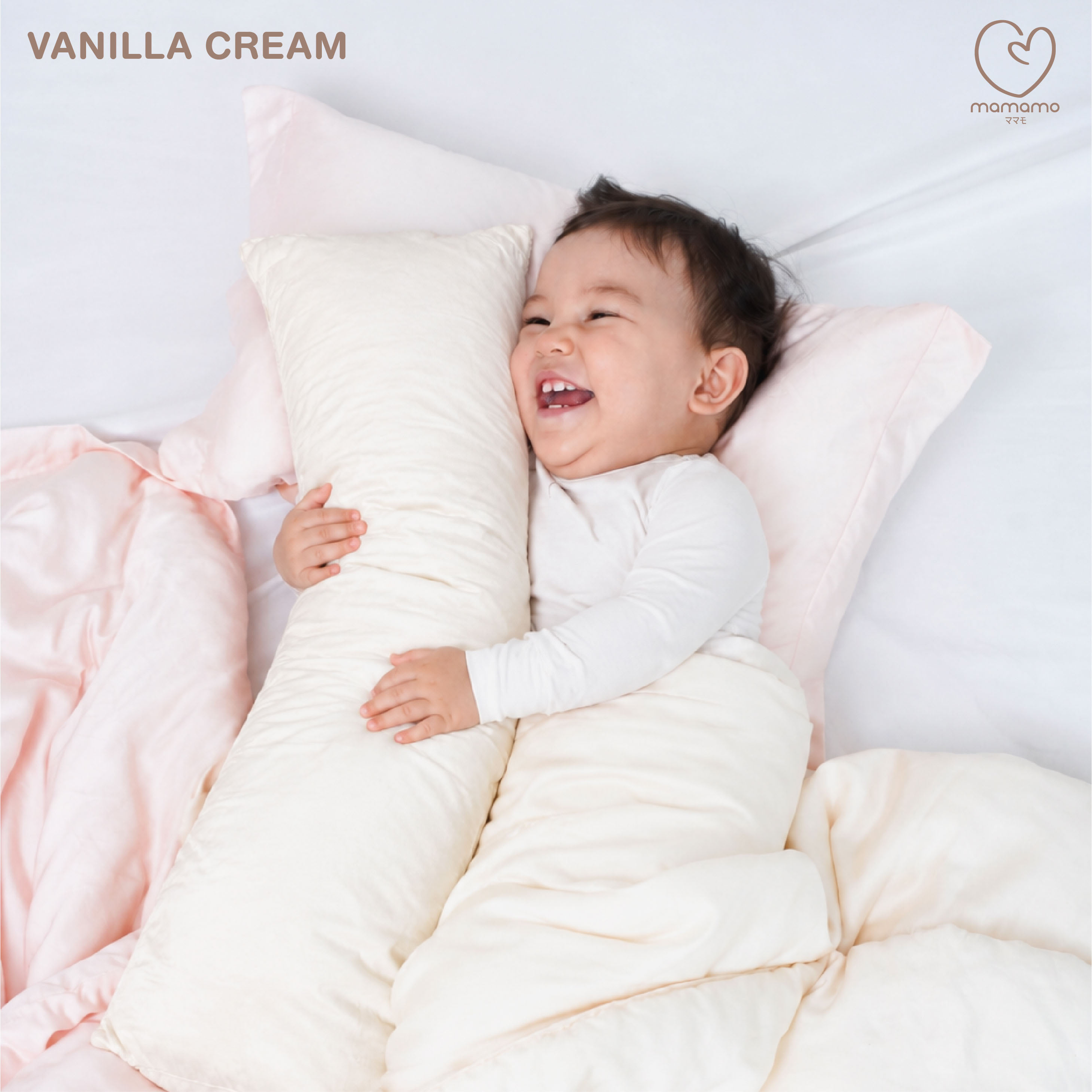 หมอนข้างเด็ก TENCEL พร้อมปลอกหมอน MAMAMO 25X70 ซม. สี MILKY PINK_4