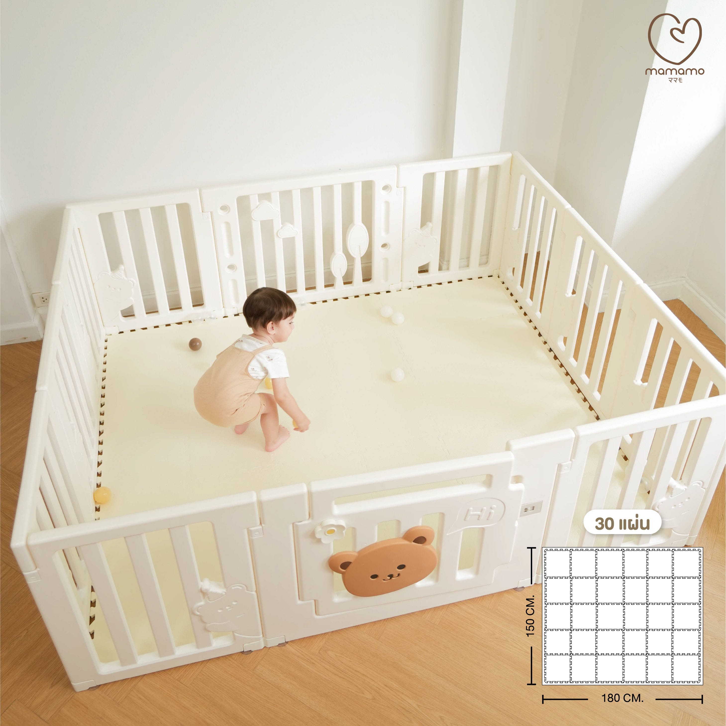 แผ่นรองคลาน จิ๊กซอว์ MAMAMO ขนาด 30X30 CM. หนา 1.4 CM เซต 9 แผ่น สีน้ำตาล_9