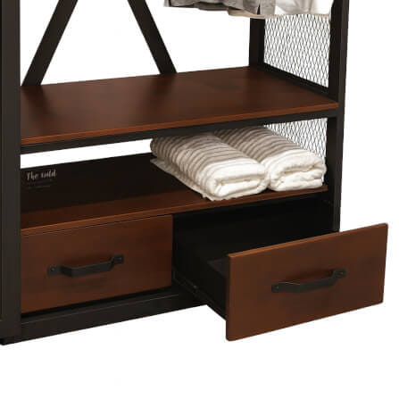 ตู้เสื้อผ้าเหล็กบานเลื่อน THE WILD FURNITURE รุ่น WARROB 200*45*200 ซม. สีไม้ประดู่/ดำ_2