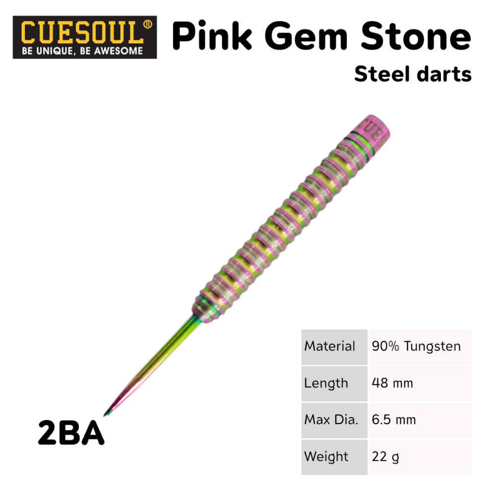 ลูกดอกปาเป้า CUESOUL PINK GEM STONE STEEL DARTS 22G
