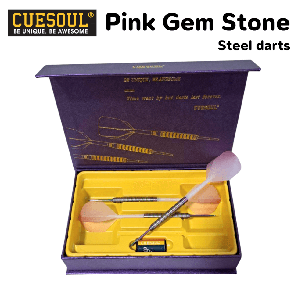 ลูกดอกปาเป้า CUESOUL PINK GEM STONE STEEL DARTS 22G