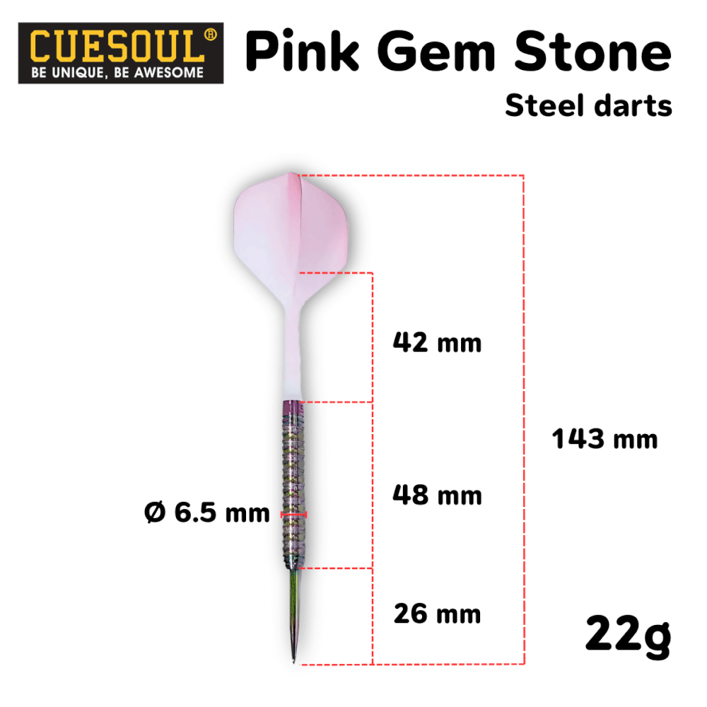ลูกดอกปาเป้า CUESOUL PINK GEM STONE STEEL DARTS 22G