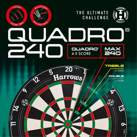 กระดานปาเป้า HARROWS QUADRO 240 DARTBOARD X4 18