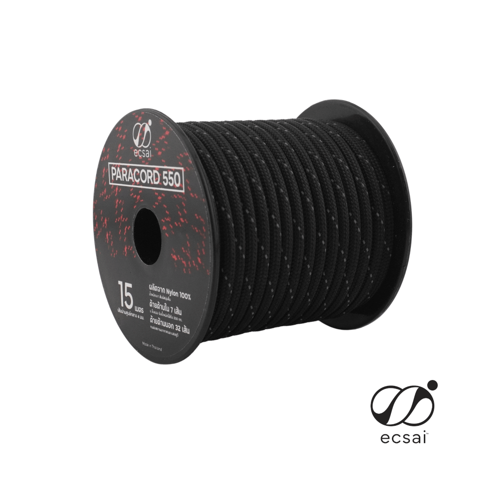 เชือกพาราคอด 550 ECSAI ขนาด 4 มม. ยาว 15 ม. สี BLACK REFLEX