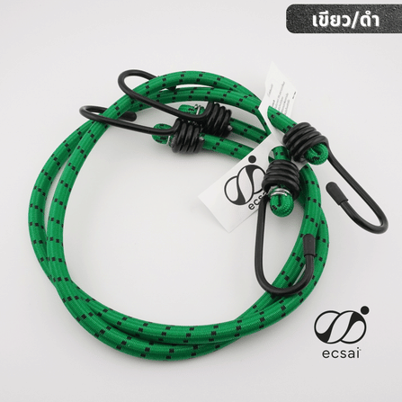 สายรัดยางยืดคุณภาพดี พร้อมตะขอเหล็ก ECSAI ขนาด 200 ซม. สีเขียว-ดำ (แพค 2 ชิ้น)_1