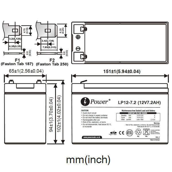 แบตเตอรี่แห้ง IPOWER LP12-7.2 (12V 7.2AH)_2