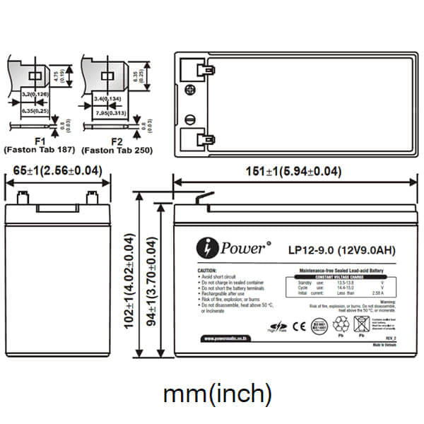 แบตเตอรี่แห้ง IPOWER LP12-9 (12V 9.0AH)_2