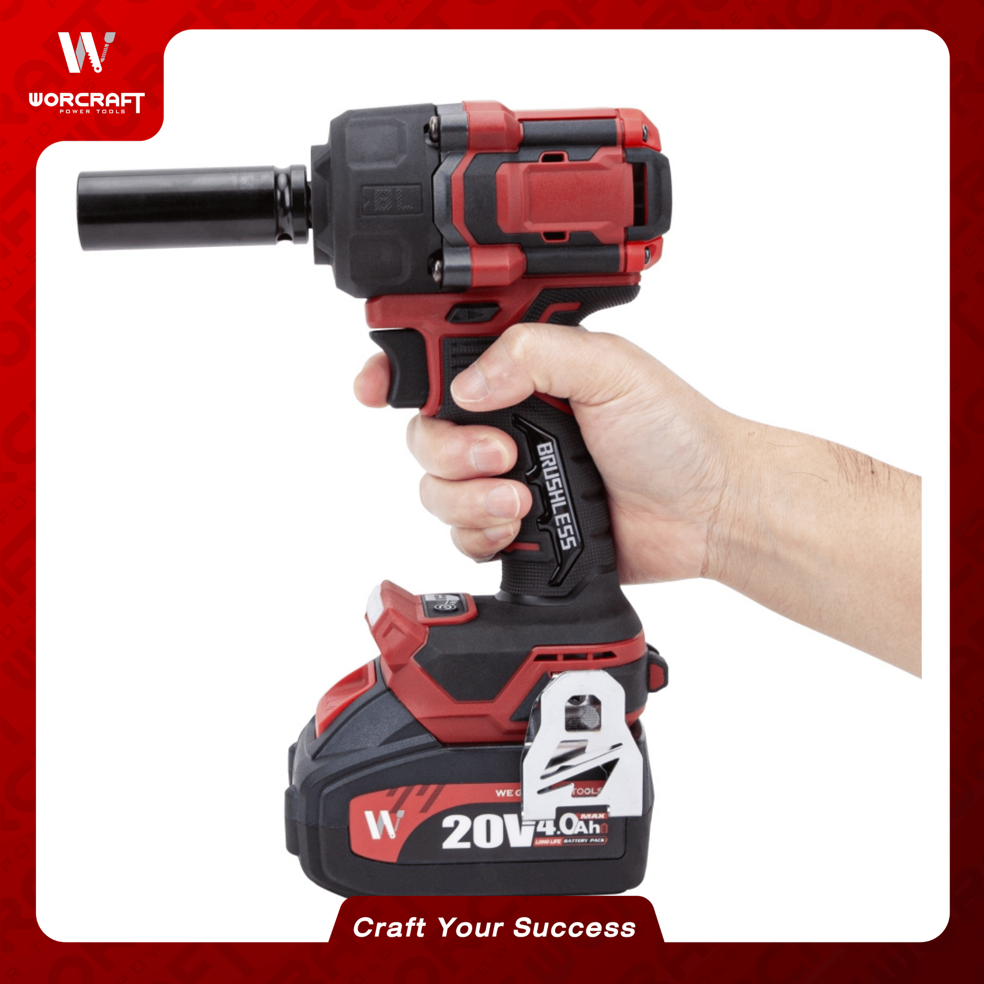 บล็อกกระแทกไร้สาย WORCRAFT รุ่น CIW-S20LIBM-750 (พร้อมแบตเตอรี่และแท่นชาร์จ)