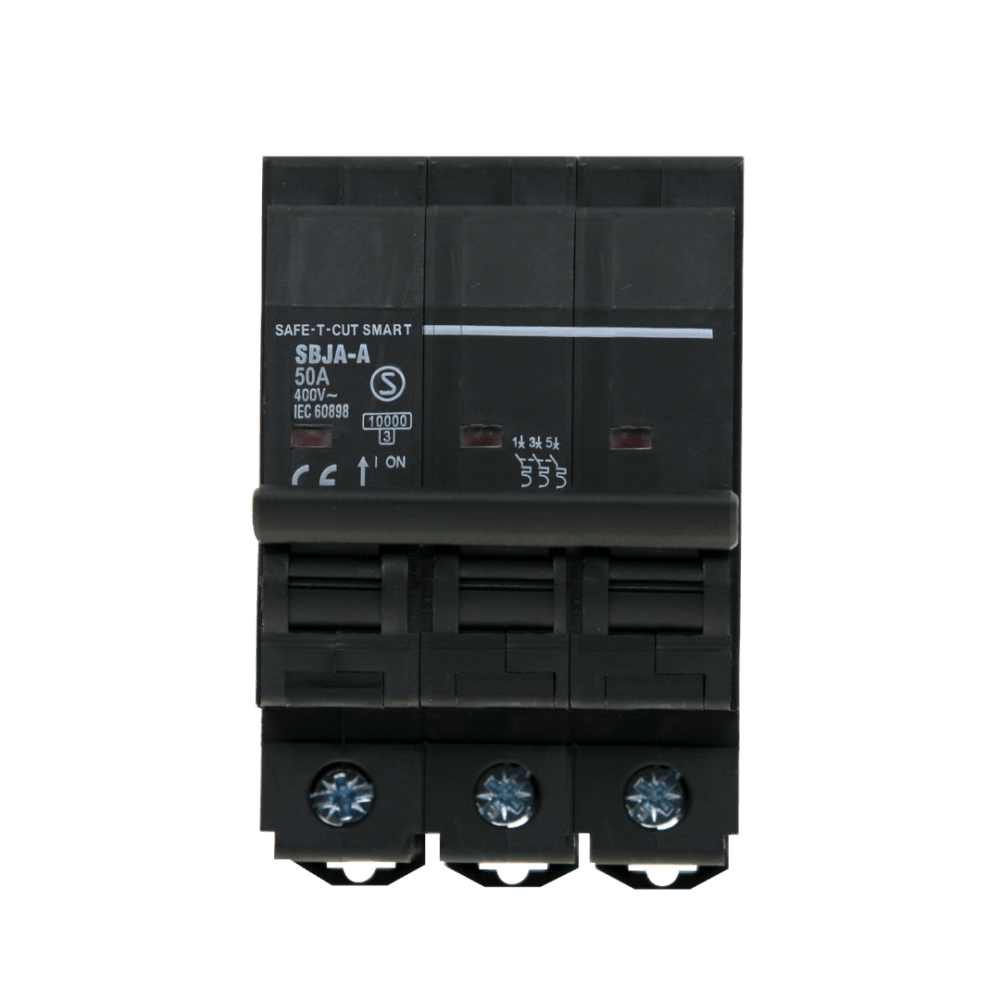 เซอร์กิตเบรกเกอร์ 50 แอมป์ 3 โพล 10KA เซฟ-ที-คัท สมาร์ท รุ่น US สีดำ