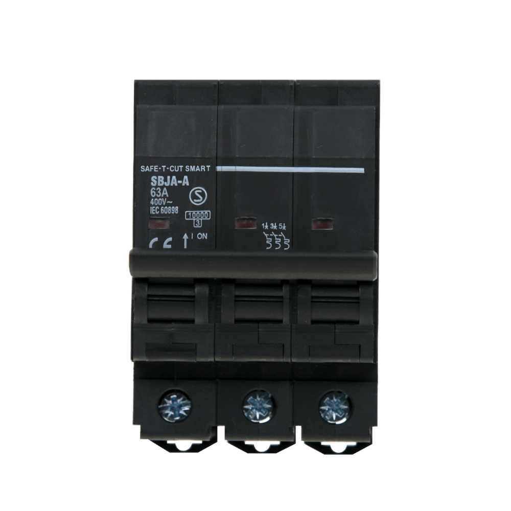 เซอร์กิตเบรกเกอร์ 63 แอมป์ 3 โพล 10KA เซฟ-ที-คัท สมาร์ท รุ่น US สีดำ