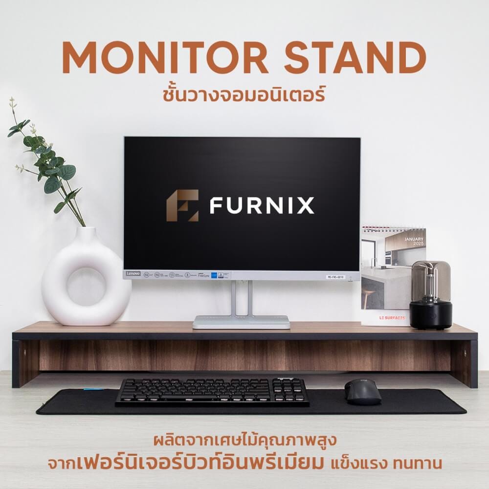ชั้นวางจอคอม FURNIX รุ่น LINEA ไซส์ M ขนาด 100*30*12 CM สีวอลนัท_7