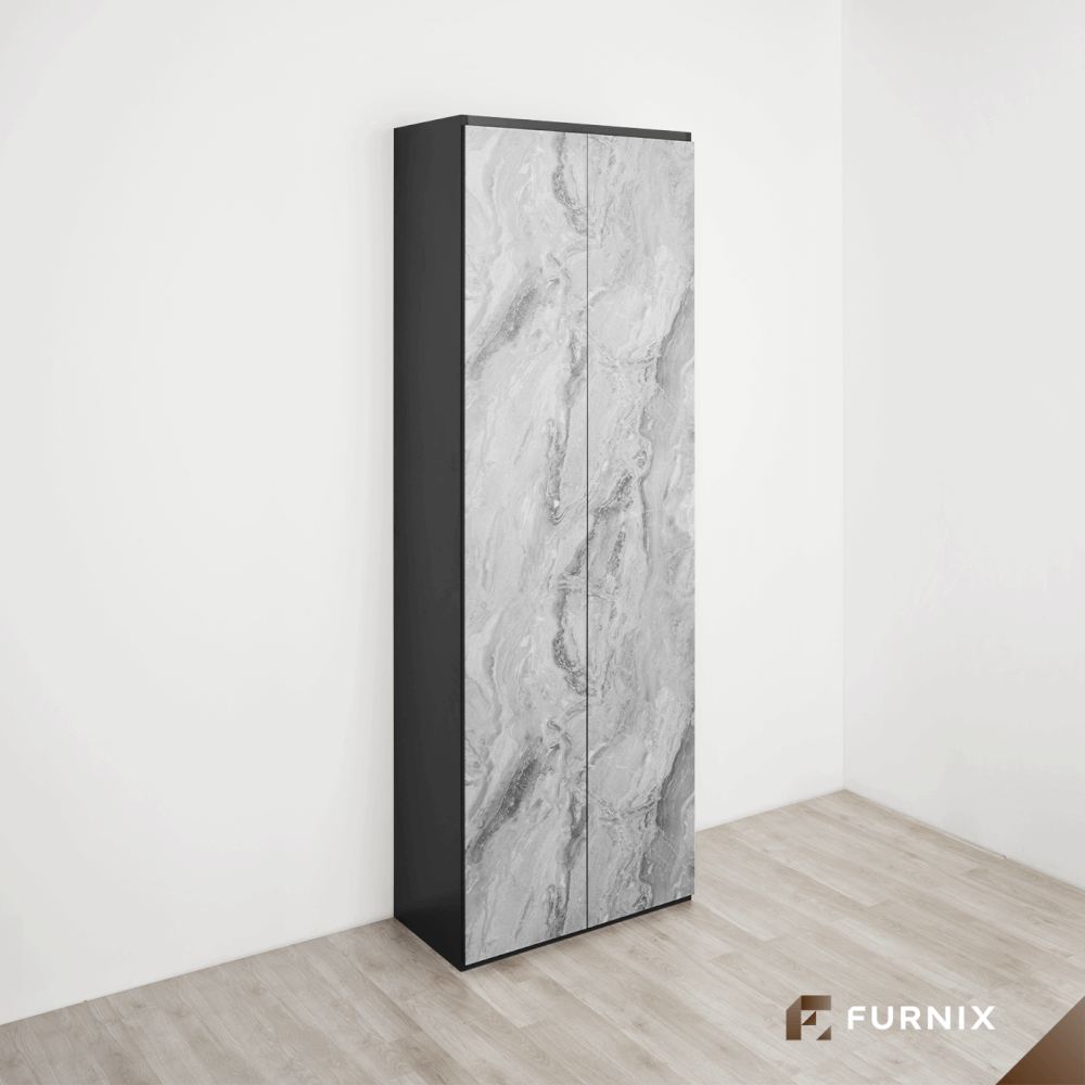 ตู้สูง FURNIX รุ่น VELOCE โมเดล C ขนาด 75*40*220 CM สีหินอ่อนและกราไฟต์_1