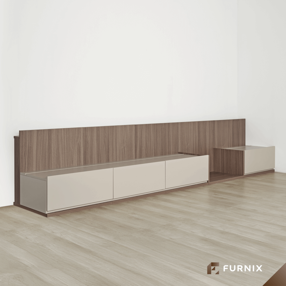 ตู้วางทีวี FURNIX รุ่น VELOCE ขนาด 300*52*60 CM สีเบจและไม้เข้ม