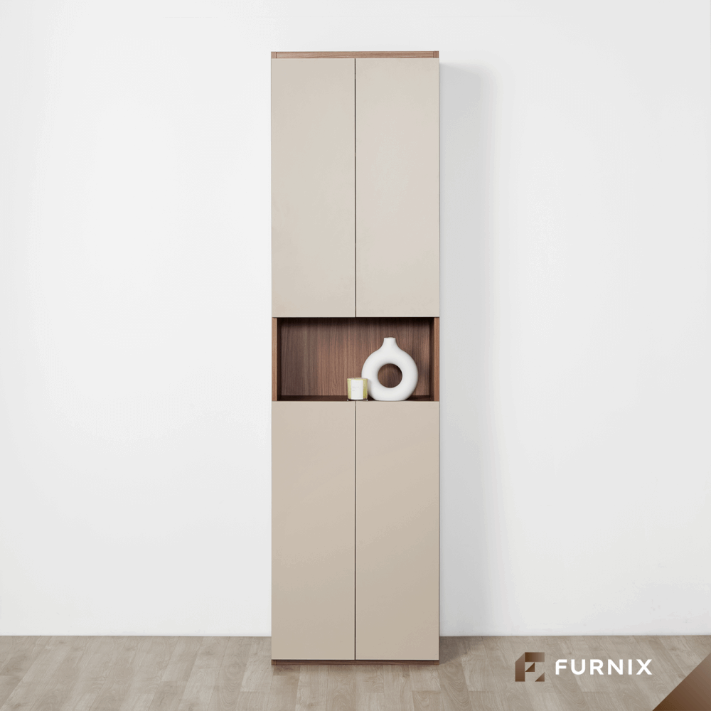 ตู้สูง FURNIX รุ่น VELOCE โมเดล B ขนาด 75*40*220 CM สีเบจและไม้เข้ม