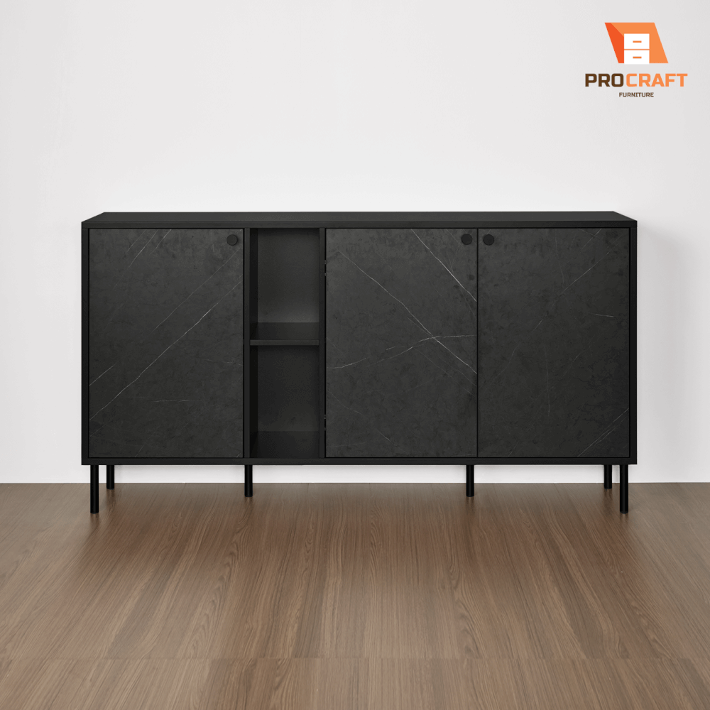 ตู้เก็บของ PROCRAFT รุ่น KAIN โมเดล C10 ขนาด 160*40*85 CM สีดำและลายหินดำ