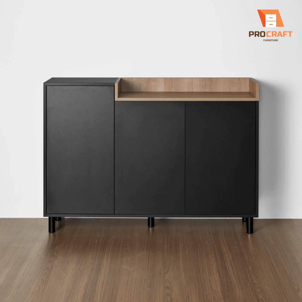 ตู้เก็บของ PROCRAFT รุ่น MASON โมเดล C18 ขนาด 120*40*90 CM สีดำและลายไม้