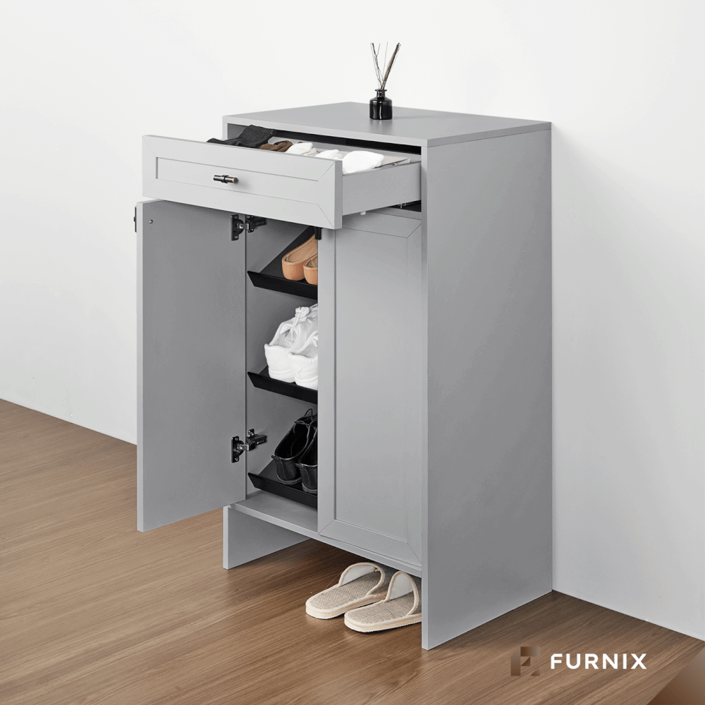 ตู้รองเท้า FURNIX รุ่น SERENE ขนาด 60*40*110 CM สีเทา_2