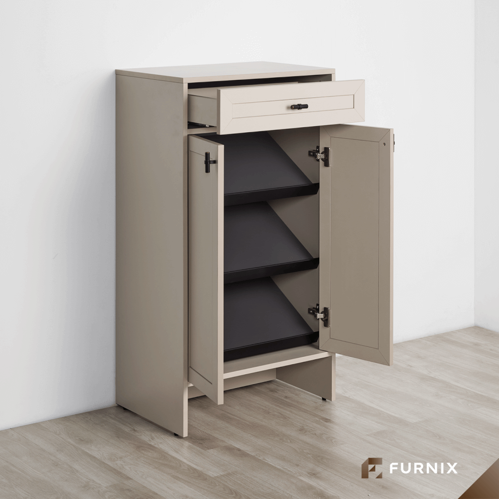 ตู้รองเท้า FURNIX รุ่น SERENE ขนาด 60*40*110 CM สีเบจ_2