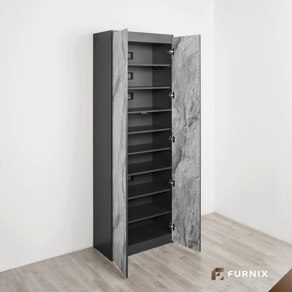 ตู้สูง FURNIX รุ่น VELOCE โมเดล C ขนาด 75*40*220 CM สีหินอ่อนและกราไฟต์_2