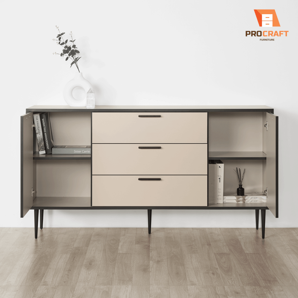 ตู้เก็บของ PROCRAFT รุ่น MONOLIT โมเดล CO3 ขนาด 160*40*85 CM สีเบจและดำ