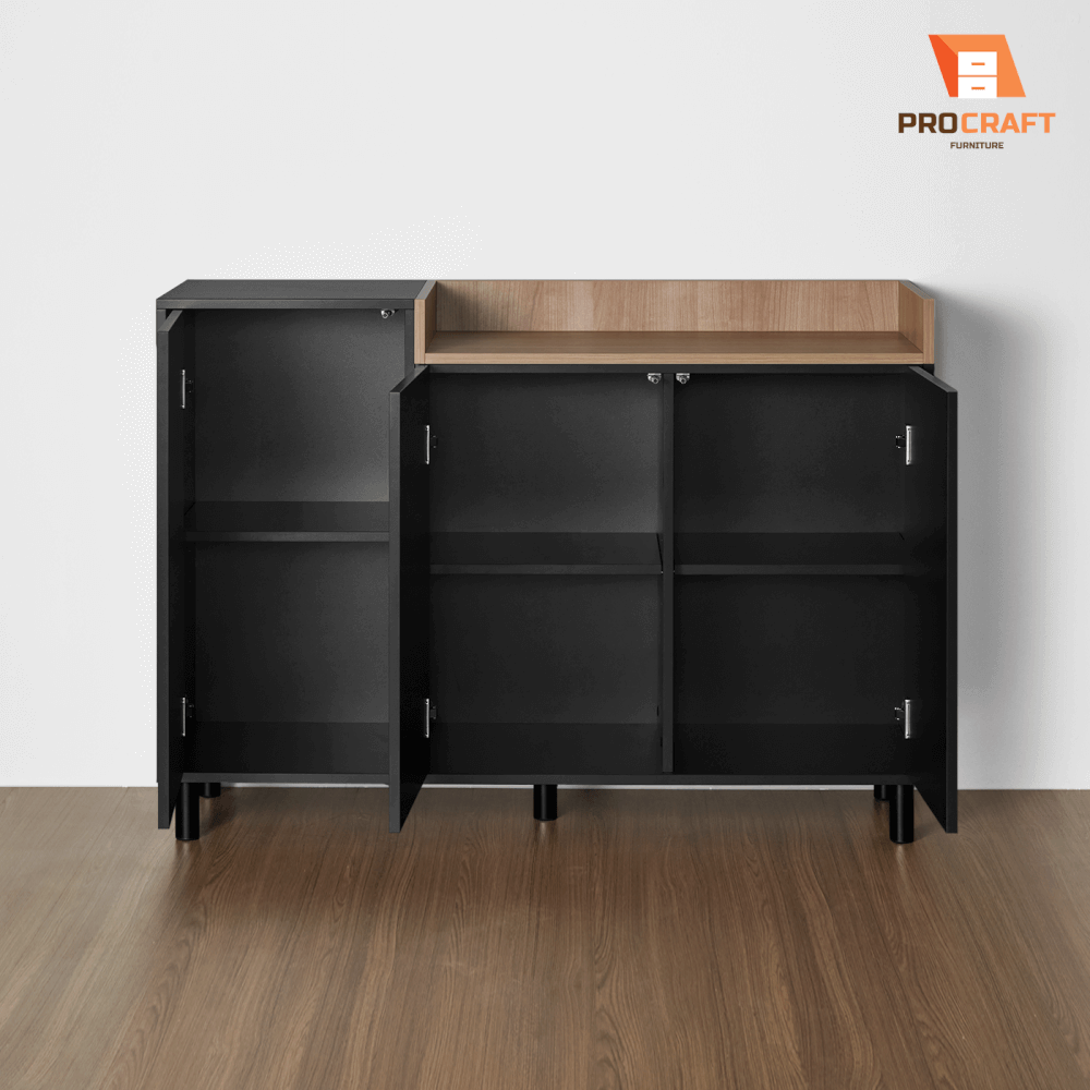 ตู้เก็บของ PROCRAFT รุ่น MASON โมเดล C18 ขนาด 120*40*90 CM สีดำและลายไม้