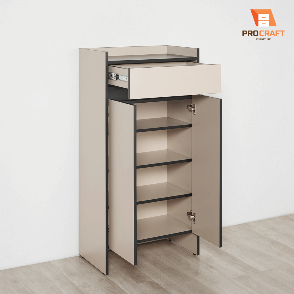 ตู้รองเท้า PROCRAFT รุ่น MONOLIT โมเดล C04.2 ขนาด 60*35*120 CM สีเบจและดำ_3