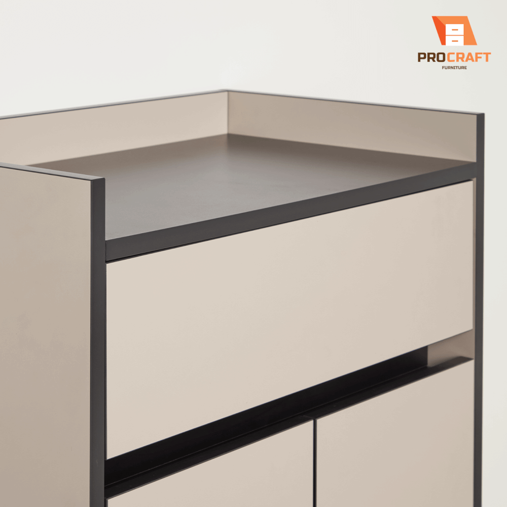 ตู้รองเท้า PROCRAFT รุ่น MONOLIT โมเดล C04.2 ขนาด 60*35*120 CM สีเบจและดำ_4
