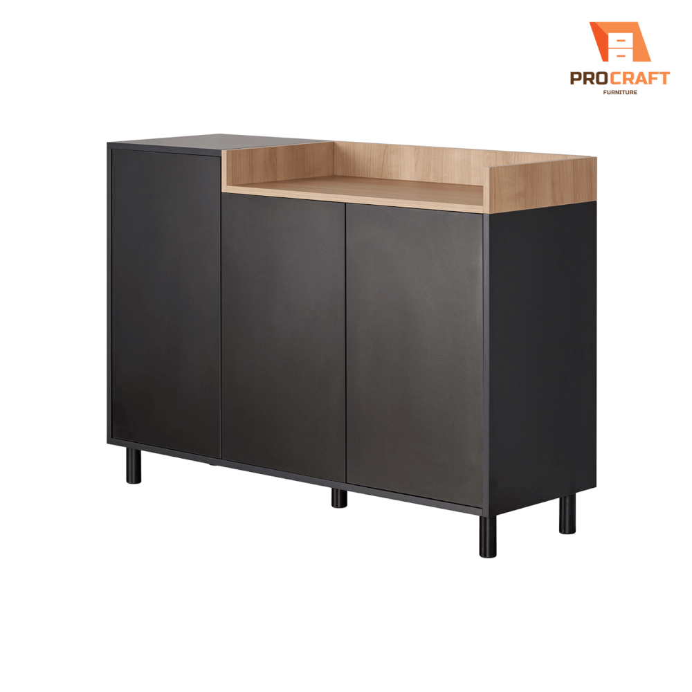 ตู้เก็บของ PROCRAFT รุ่น MASON โมเดล C18 ขนาด 120*40*90 CM สีดำและลายไม้