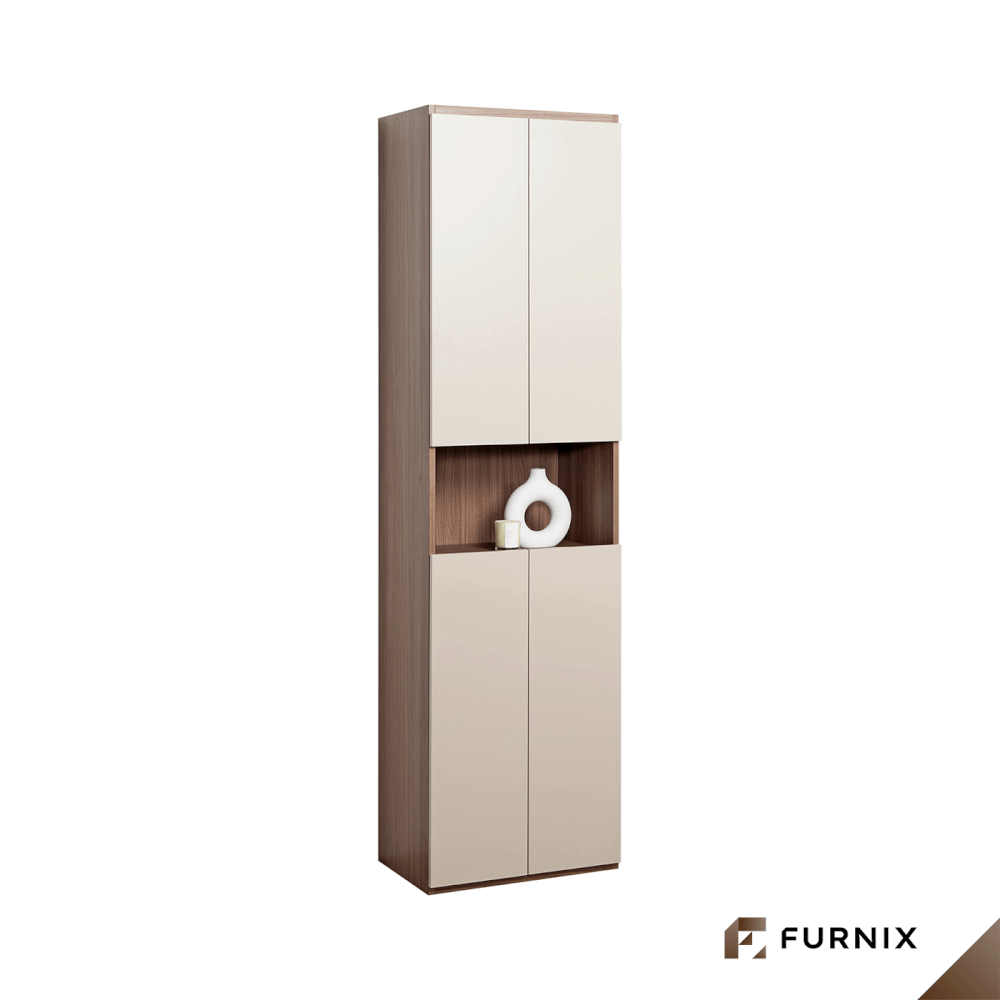 ตู้สูง FURNIX รุ่น VELOCE โมเดล B ขนาด 75*40*220 CM สีเบจและไม้เข้ม