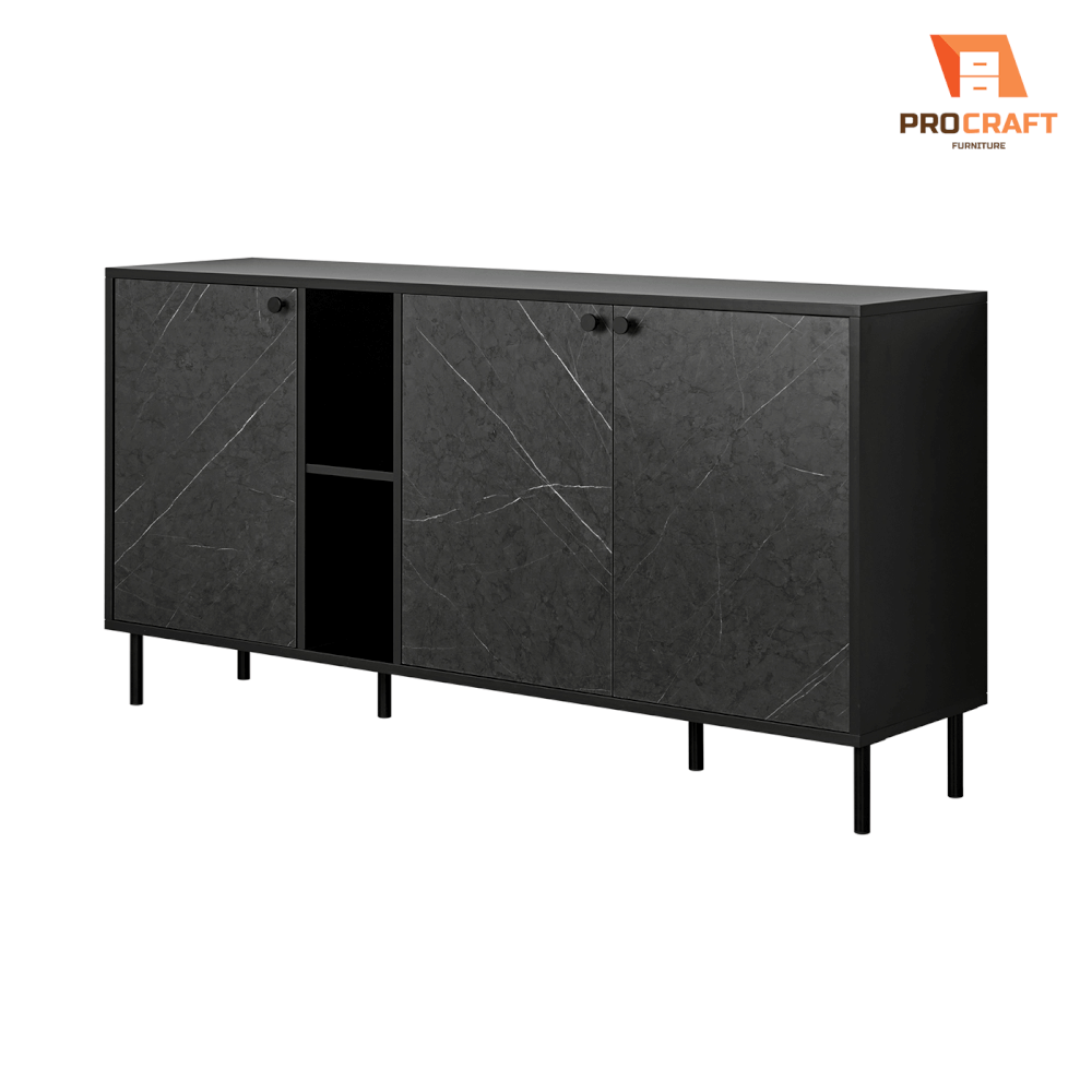 ตู้เก็บของ PROCRAFT รุ่น KAIN โมเดล C10 ขนาด 160*40*85 CM สีดำและลายหินดำ