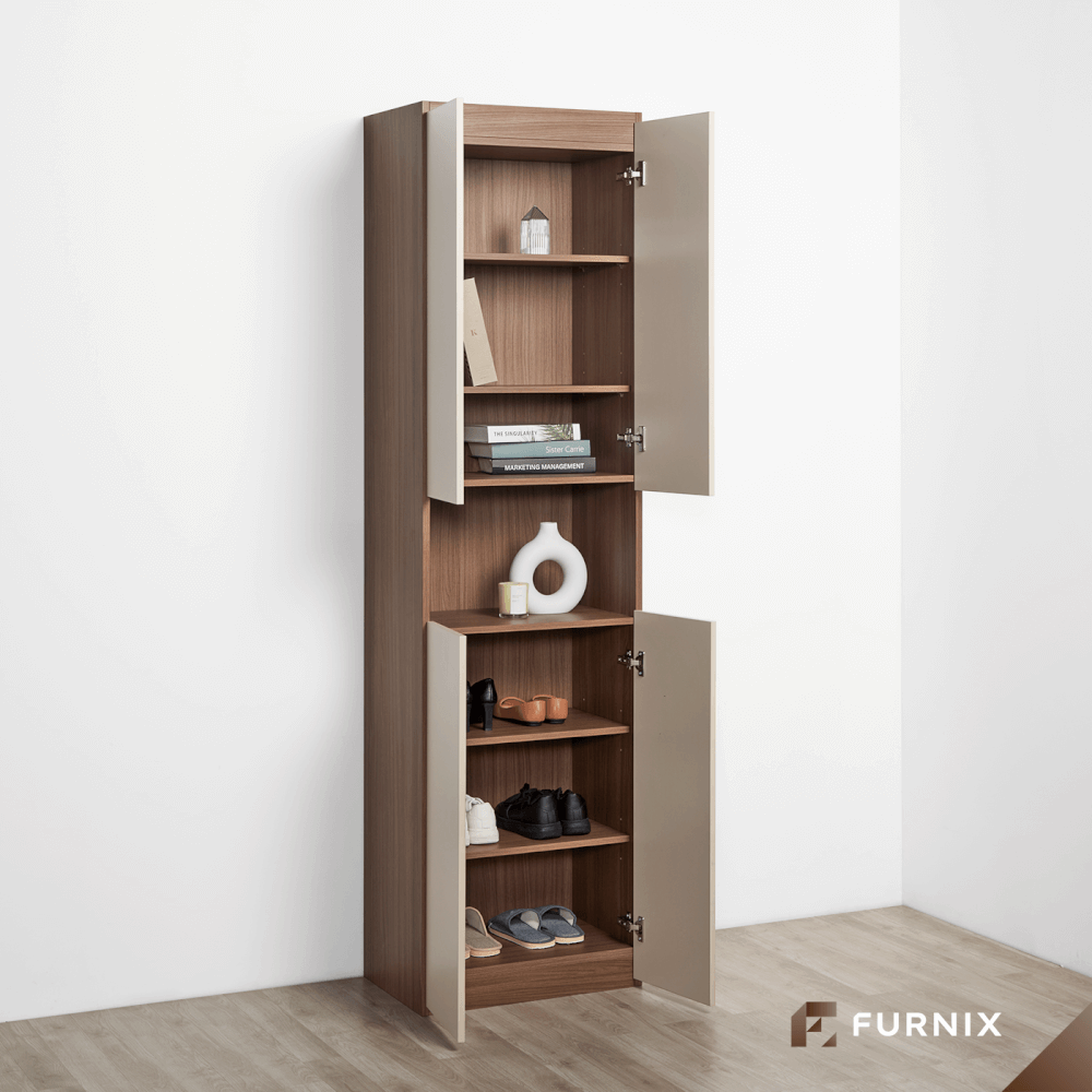 ตู้สูง FURNIX รุ่น VELOCE โมเดล B ขนาด 75*40*220 CM สีเบจและไม้เข้ม