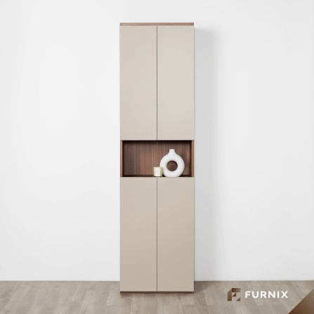 ตู้สูง FURNIX รุ่น VELOCE โมเดล B ขนาด 75*40*220 CM สีเบจและไม้เข้ม_1