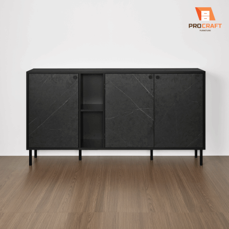 ตู้เก็บของ PROCRAFT รุ่น KAIN โมเดล C10 ขนาด 160*40*85 CM สีดำและลายหินดำ_1