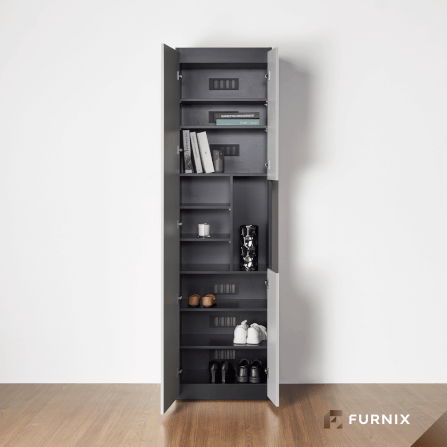 ตู้สูง FURNIX รุ่น VELOCE โมเดล A ขนาด 60*40*220 CM สีเทาและดำ_2