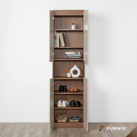 ตู้สูง FURNIX รุ่น VELOCE โมเดล B ขนาด 75*40*220 CM สีเบจและไม้เข้ม_2