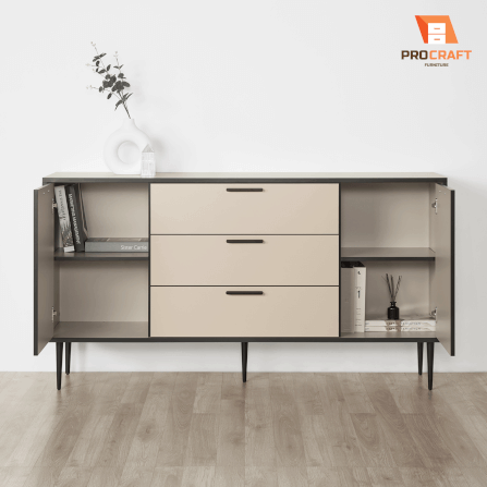 ตู้เก็บของ PROCRAFT รุ่น MONOLIT โมเดล CO3 ขนาด 160*40*85 CM สีเบจและดำ_2
