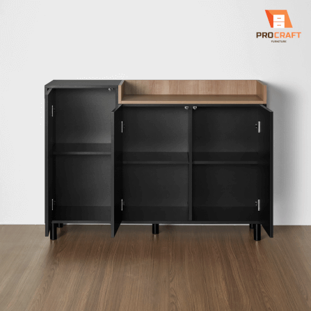 ตู้เก็บของ PROCRAFT รุ่น MASON โมเดล C18 ขนาด 120*40*90 CM สีดำและลายไม้_2