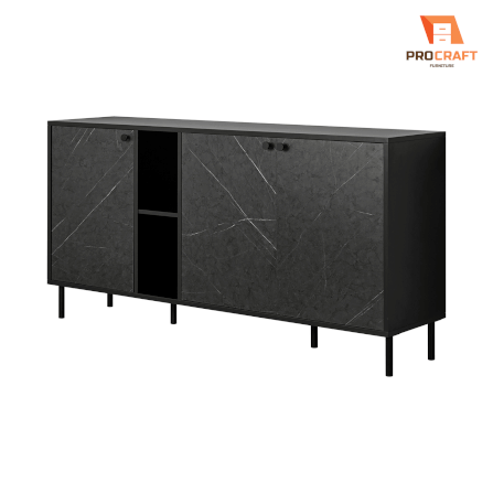 ตู้เก็บของ PROCRAFT รุ่น KAIN โมเดล C10 ขนาด 160*40*85 CM สีดำและลายหินดำ_7